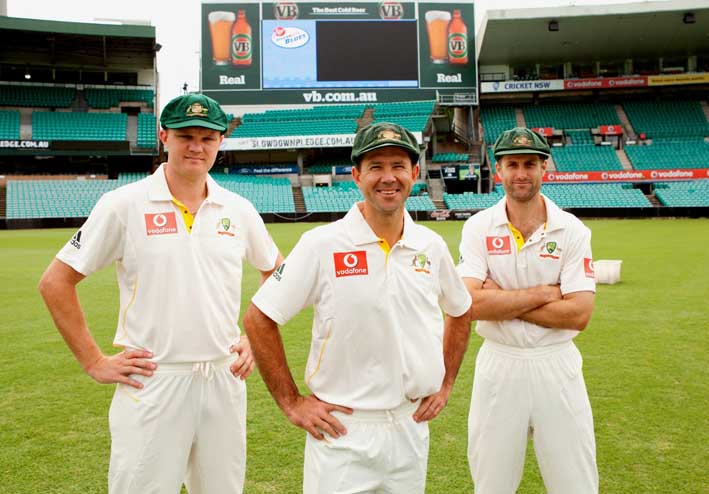 VB Shouts the Nation - Doug Bollinger, Ricky Ponting and Simon Katich (media).jpg