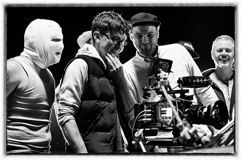 BTS.308.BW.Justin Rosniak, Director Abe Forsythe and DOP Lachlan Milne on set. DOWN UNDER.Photo David Dare Parker.jpg