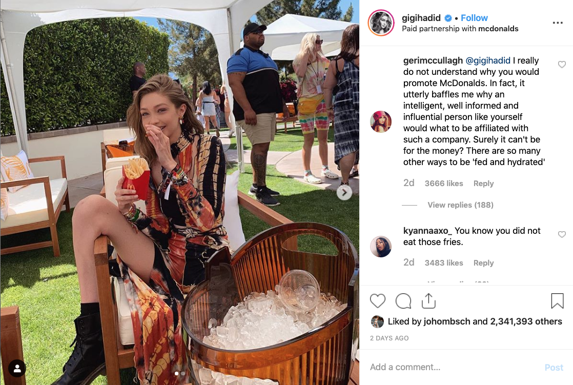 Gigi Hadid’s McDonald’s partnership mismatch proves the need for relevant brand advocates