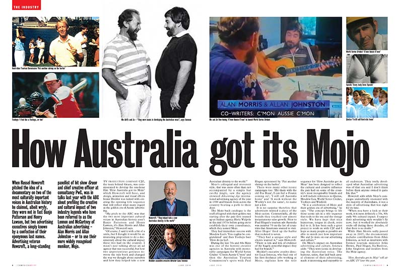 ‘How Australia got its Mojo’ to air on ABC tomorrow (October 1); Hosted by Gruen’s Russel Howcroft, the film reflects what many regard as the golden era of Aussie advertising
