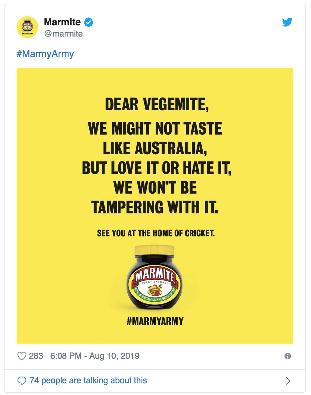 Aust vs England hostilities spread beyond the cricket field in new Vegemite ad via Thinkerbell