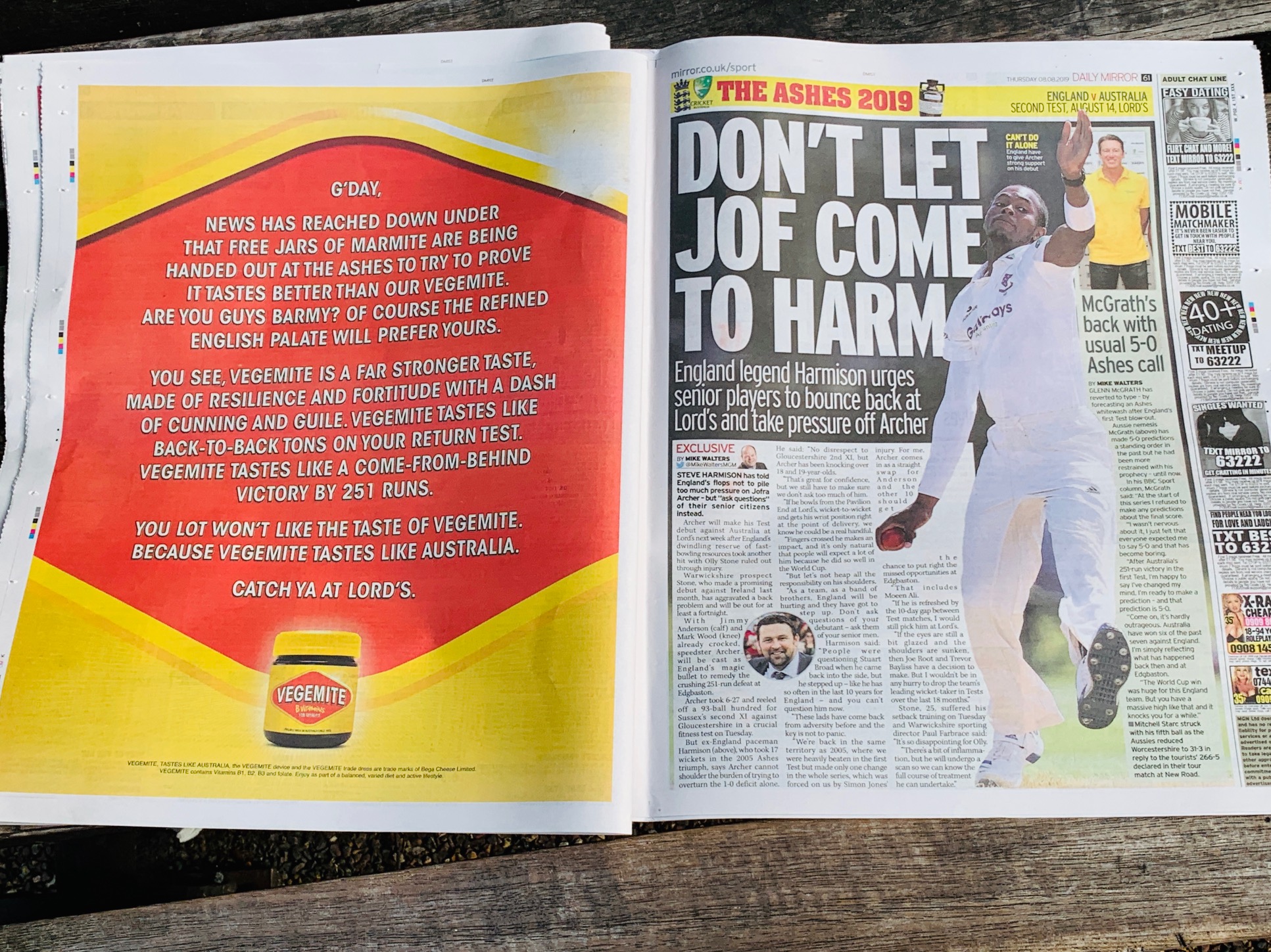 Aust vs England hostilities spread beyond the cricket field in new Vegemite ad via Thinkerbell