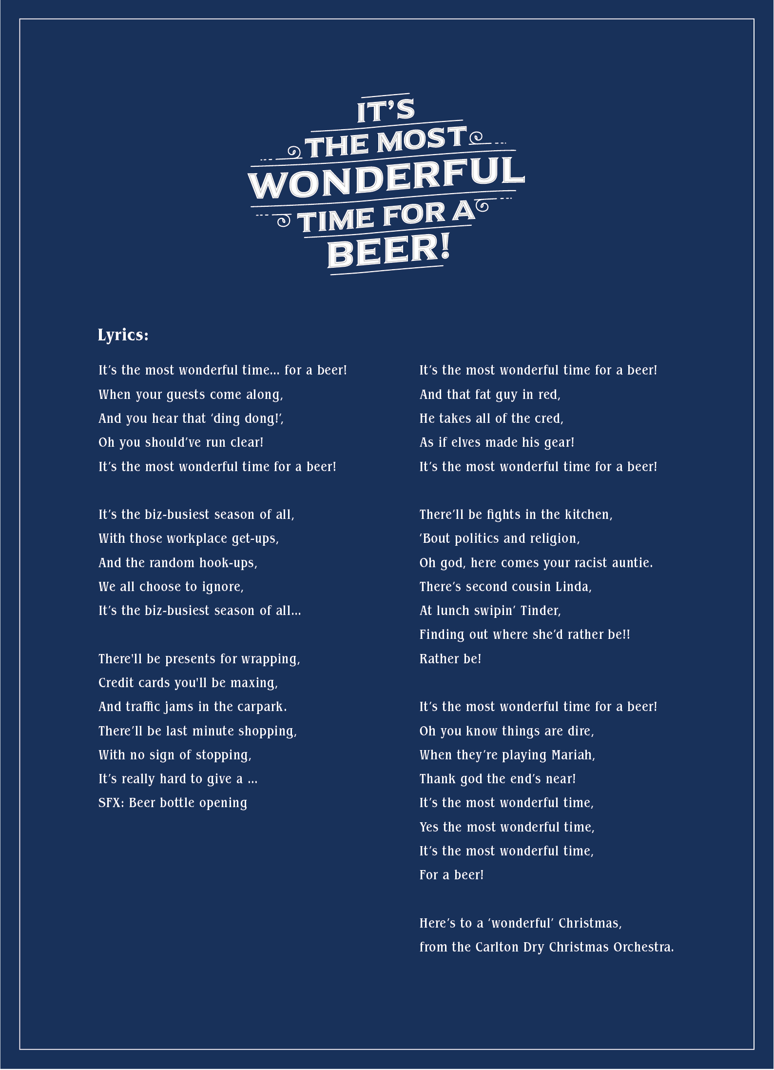 Carlton Dry takes firm aim at Xmas with a new seasonal song via Special Group Australia