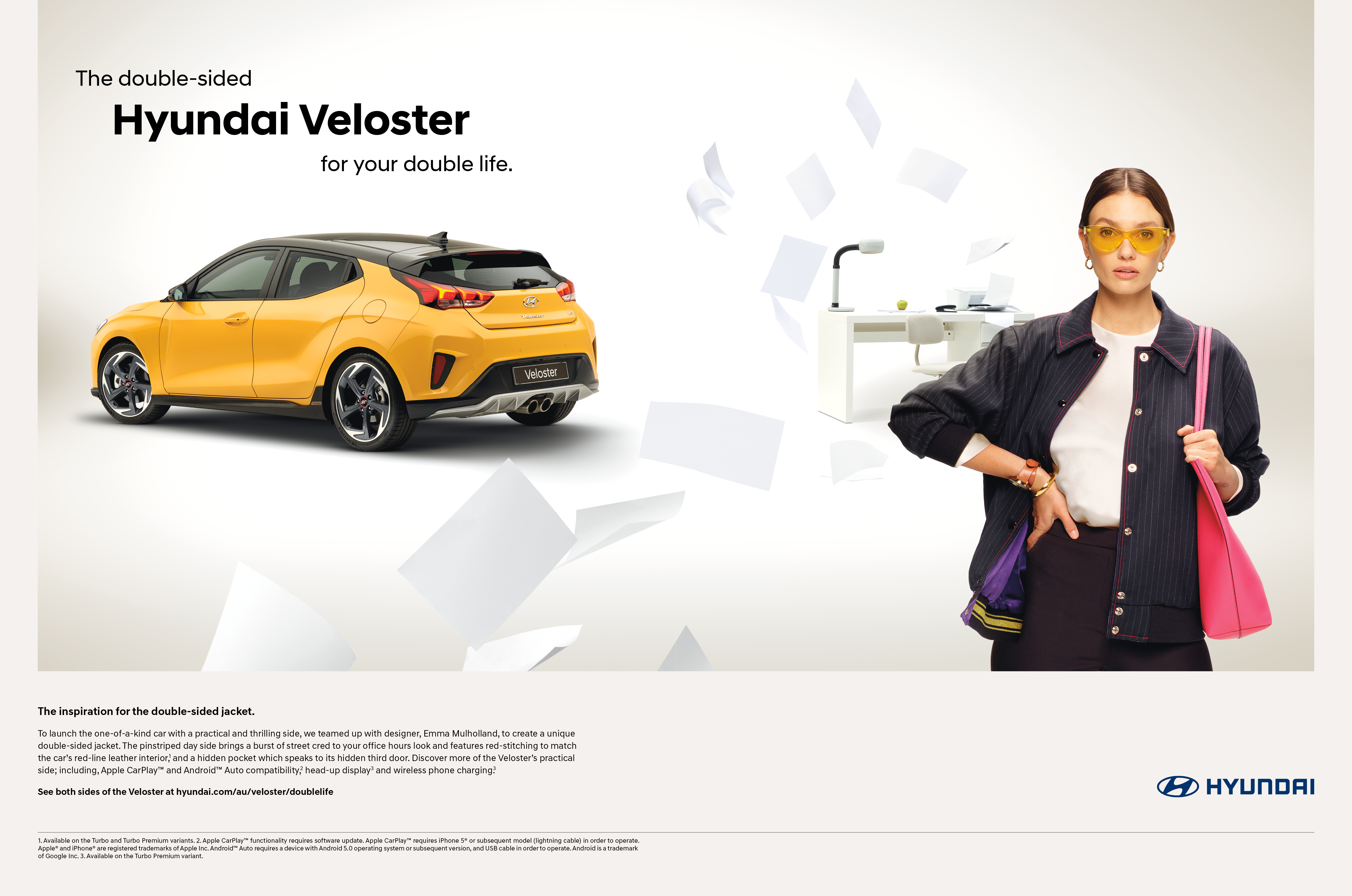 Hyundai teams up with fashion designer Emma Mullholland to launch the Veloster Double-Sided Jacket and campaign via Innocean Australia