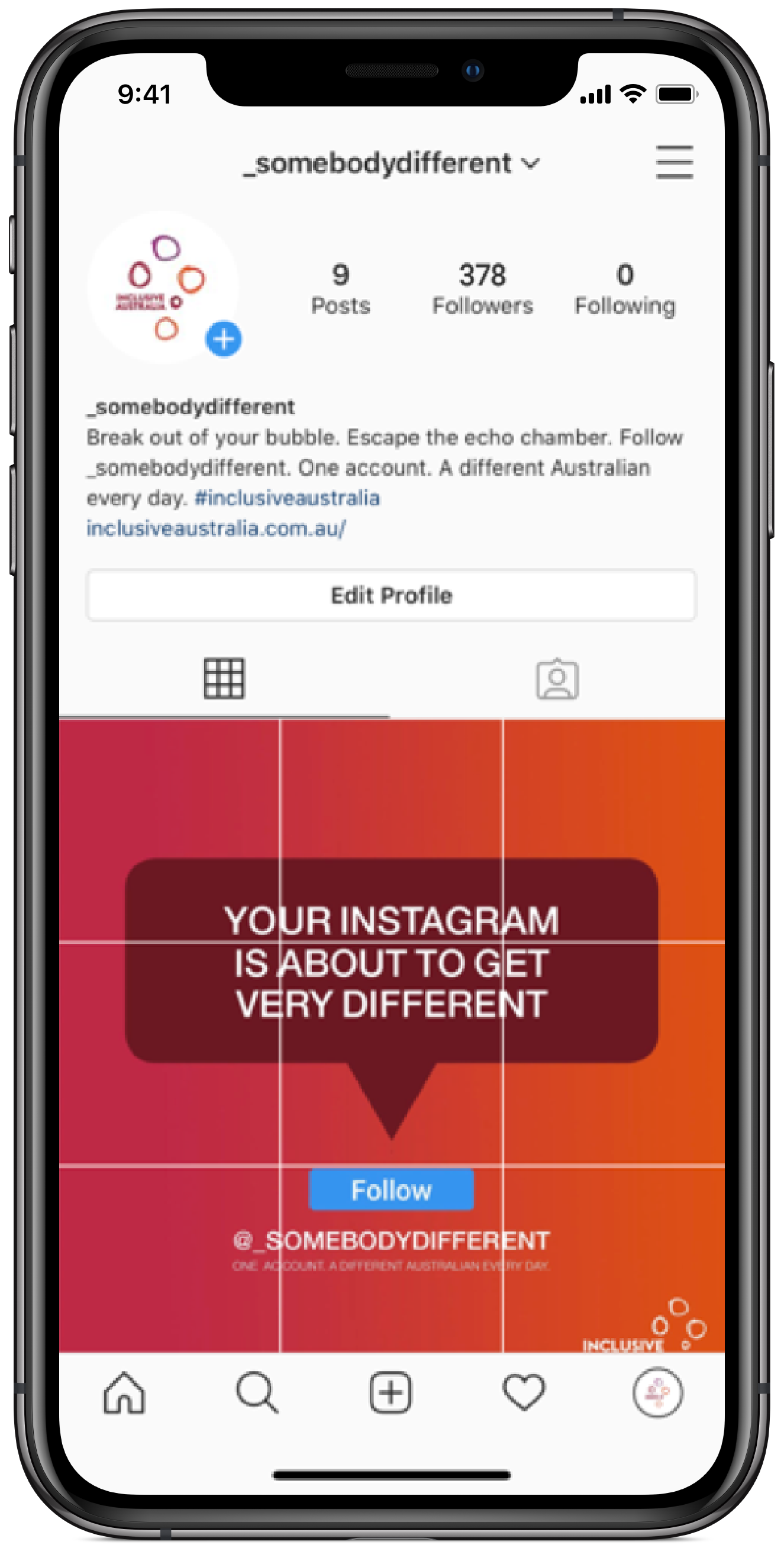 Inclusive Australia and Thinkerbell encourage Australians to break their social media bubble and follow @_somebodydifferent
