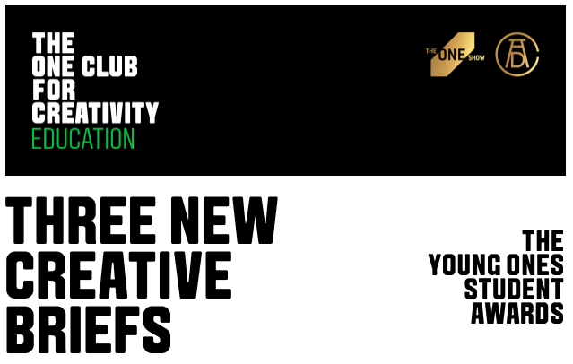 The One Club for Creativity announces three new briefs for The Young Ones Student Awards 2020