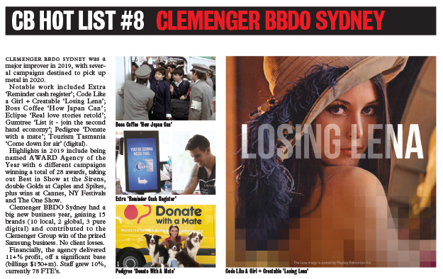 2020 CB HOT LIST #8: CLEMENGER BBDO SYDNEY