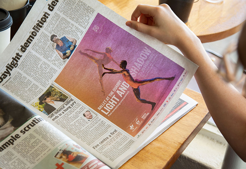 The West Australian Ballet promotes its ‘Light & Shadow’ series with new press ads via Meerkats