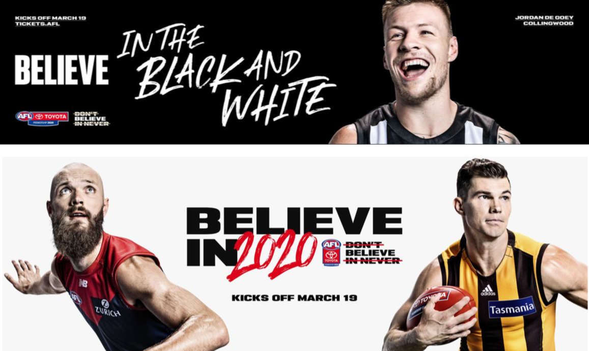 AFL launches new ‘Believe’ campaign ahead of 2020 Toyota AFL Premiership Season via AFL Media