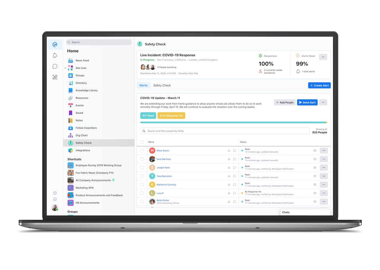Facebook Workplace enables high fidelity comms and supports employees working remotely