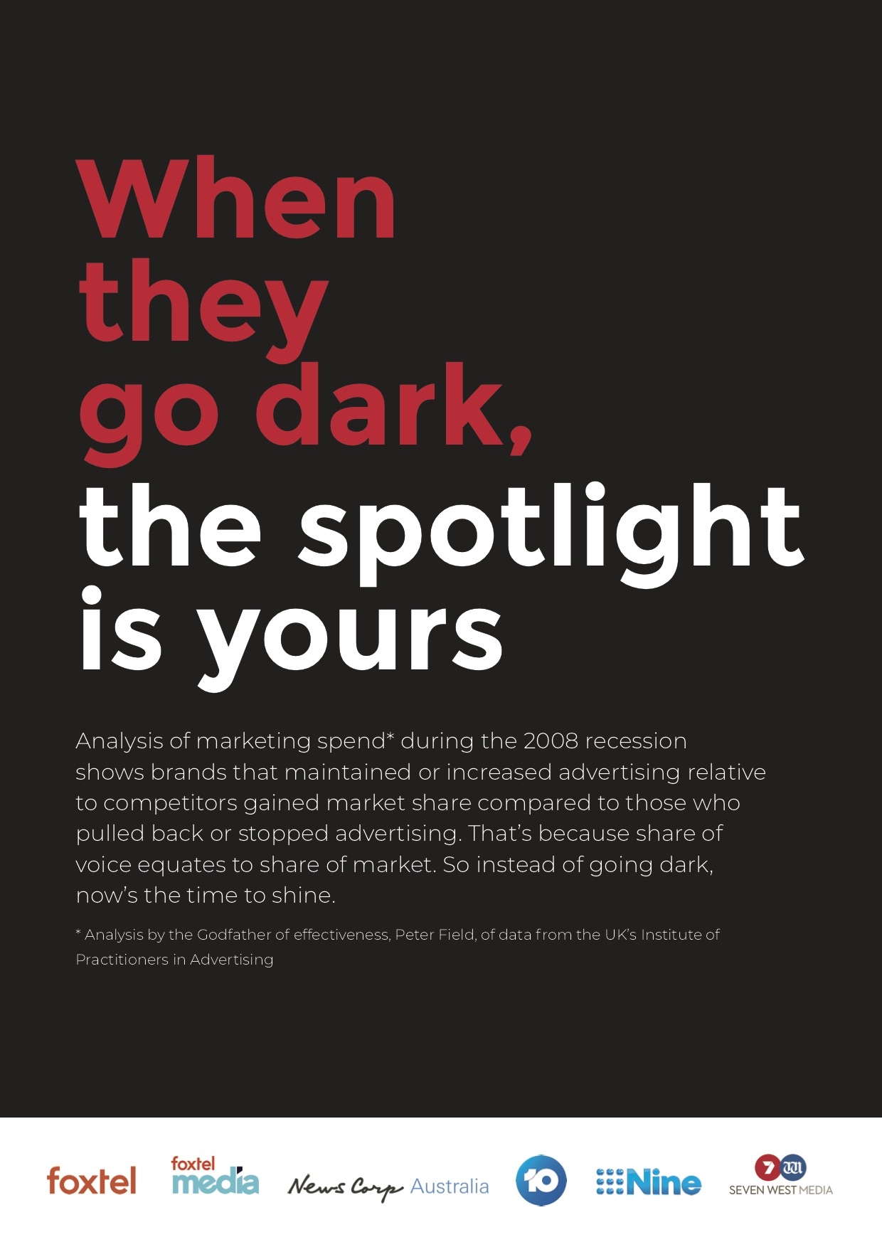 Australia’s leading premium content creation companies launches campaign alerting marketers to the competitive advantages of maintaining advertising investment during CV-19