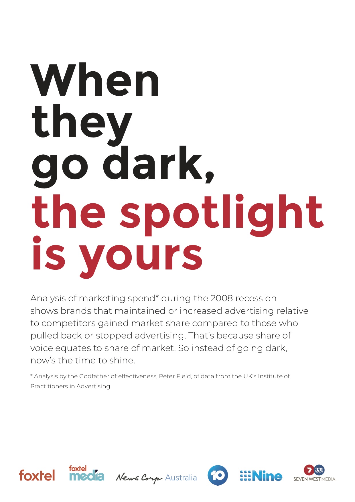 Australia’s leading premium content creation companies launches campaign alerting marketers to the competitive advantages of maintaining advertising investment during CV-19