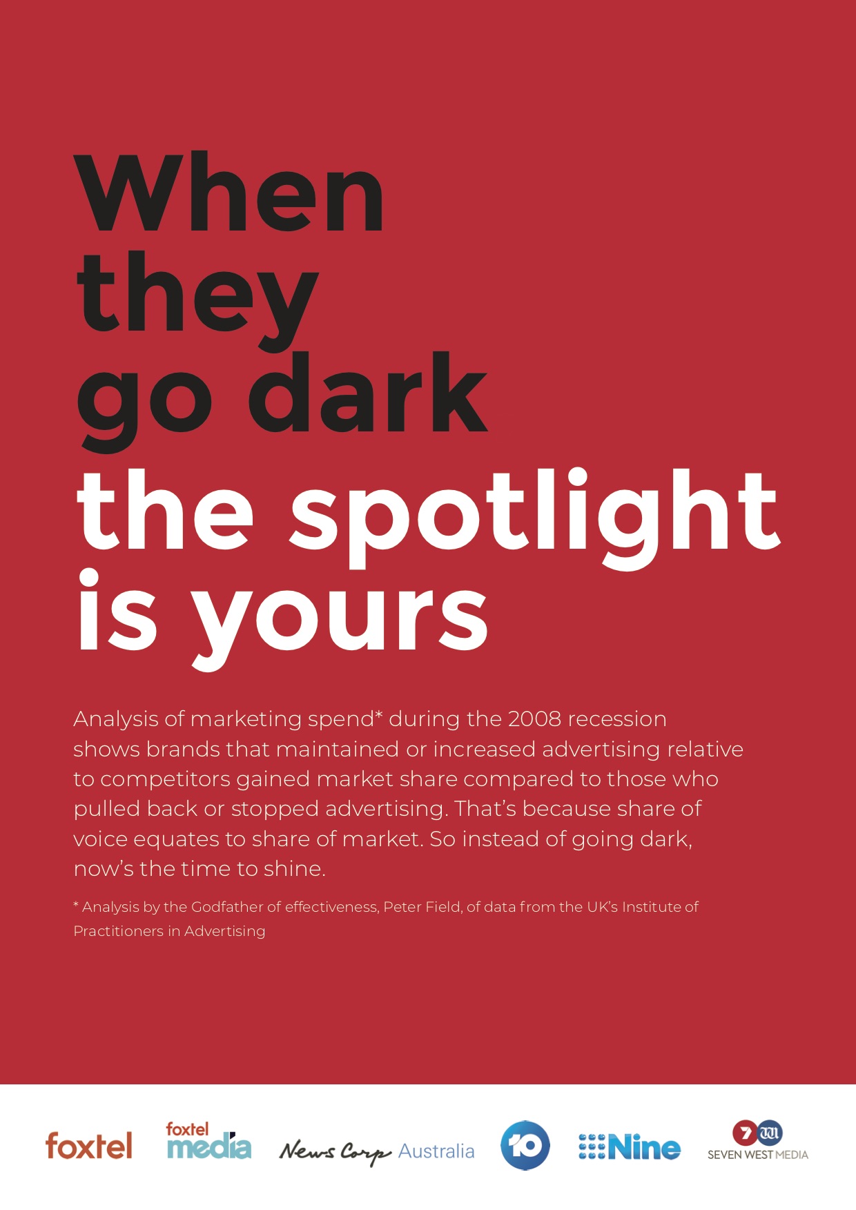 Australia’s leading premium content creation companies launches campaign alerting marketers to the competitive advantages of maintaining advertising investment during CV-19