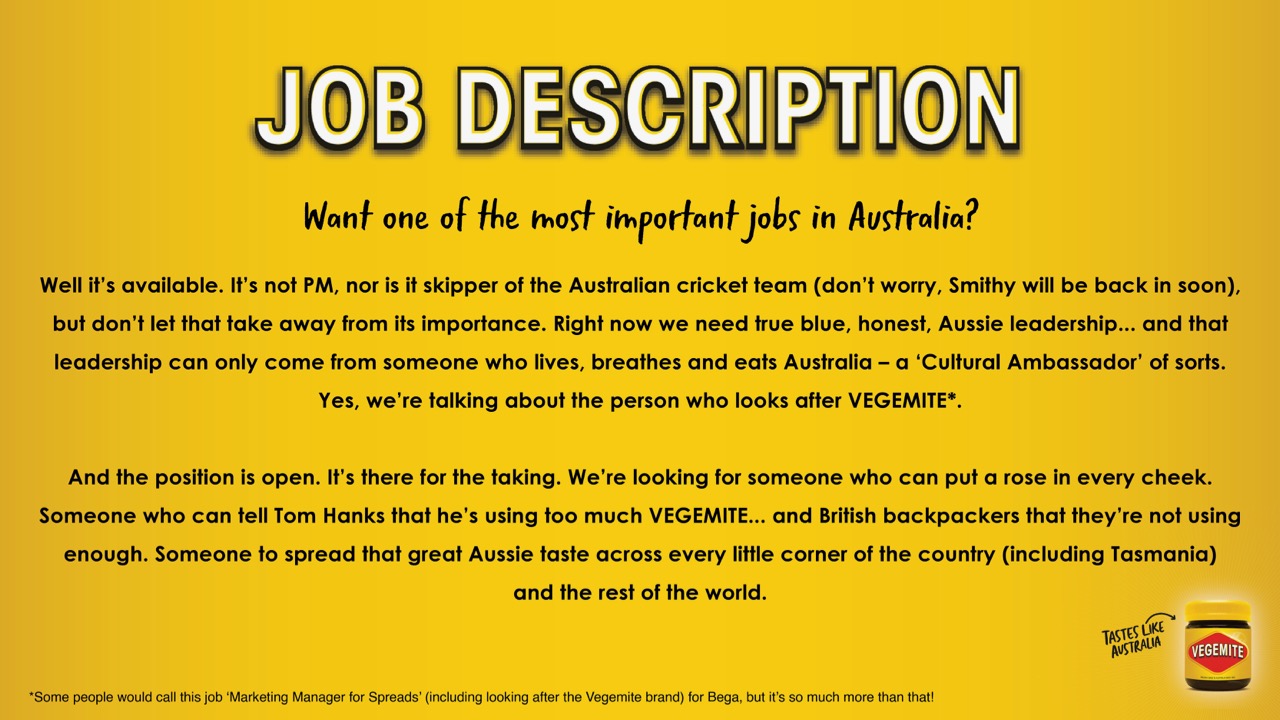 Vegemite announces ‘Cultural Ambassador of Australia’ role in new campaign via Thinkerbell