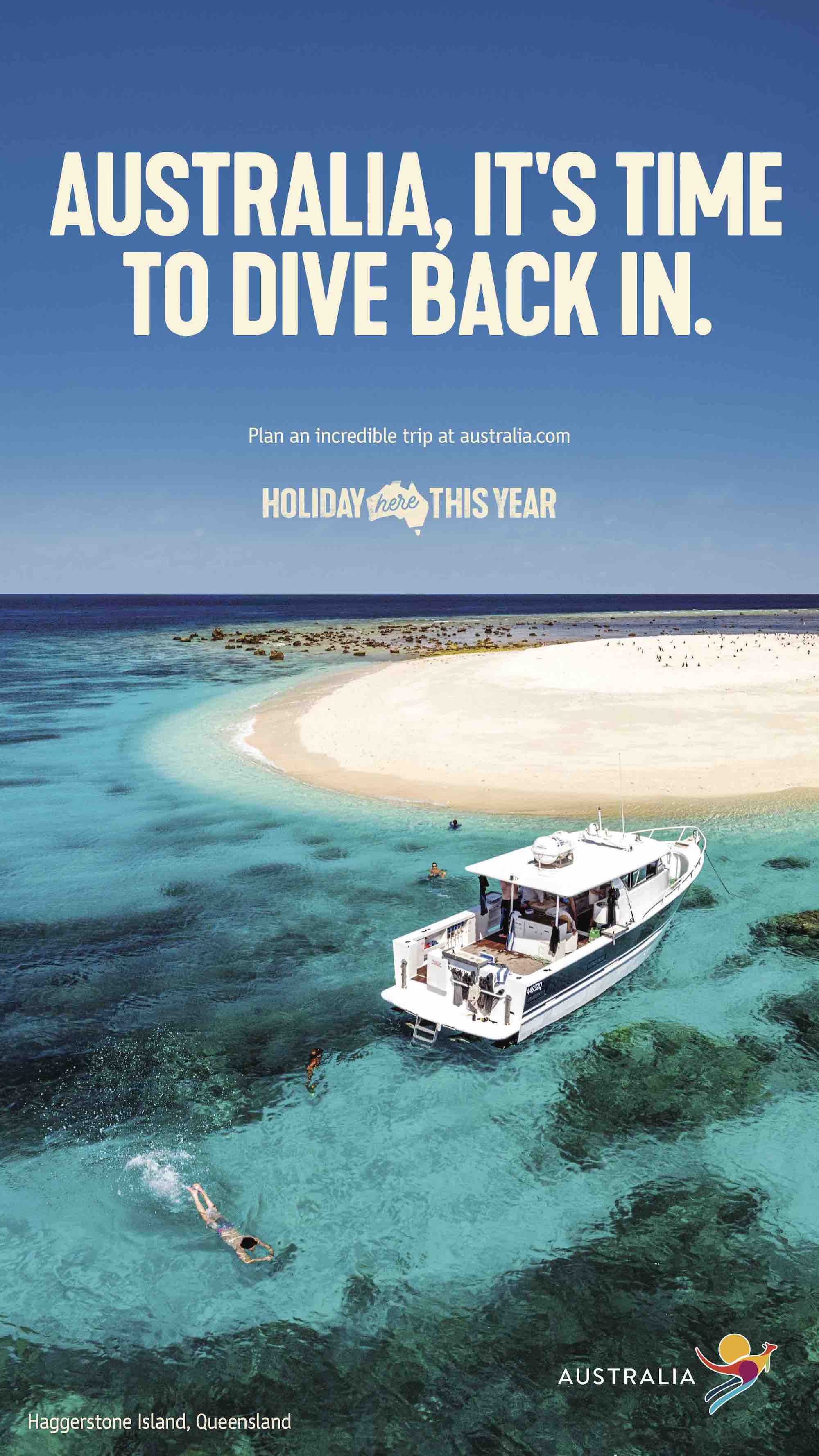 Hamish Blake and Zoe Foster-Blake urge Aussies to book a holiday at home in Tourism Australia’s latest campaign via M&C Saatchi, Sydney