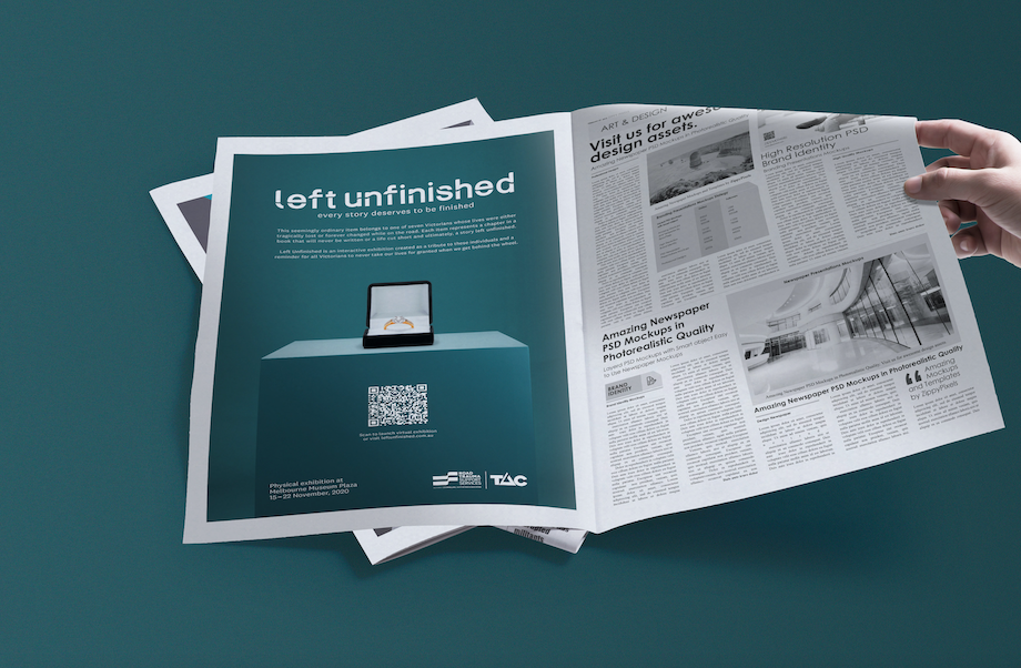 TAC and RTSSV give voice to road trauma victims in new ‘Left Unfinished’ campaign via TABOO