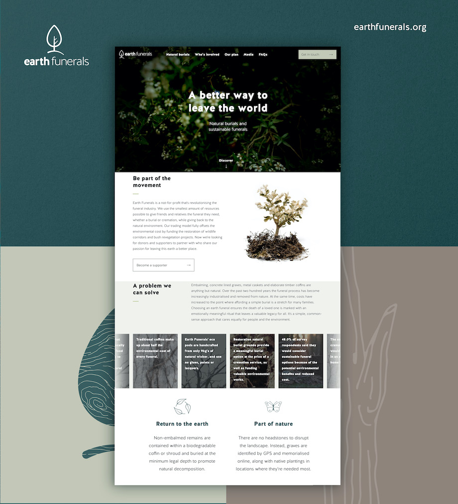 Earth Funerals reveals new brand identity and digital platform via VMLY&R Melbourne