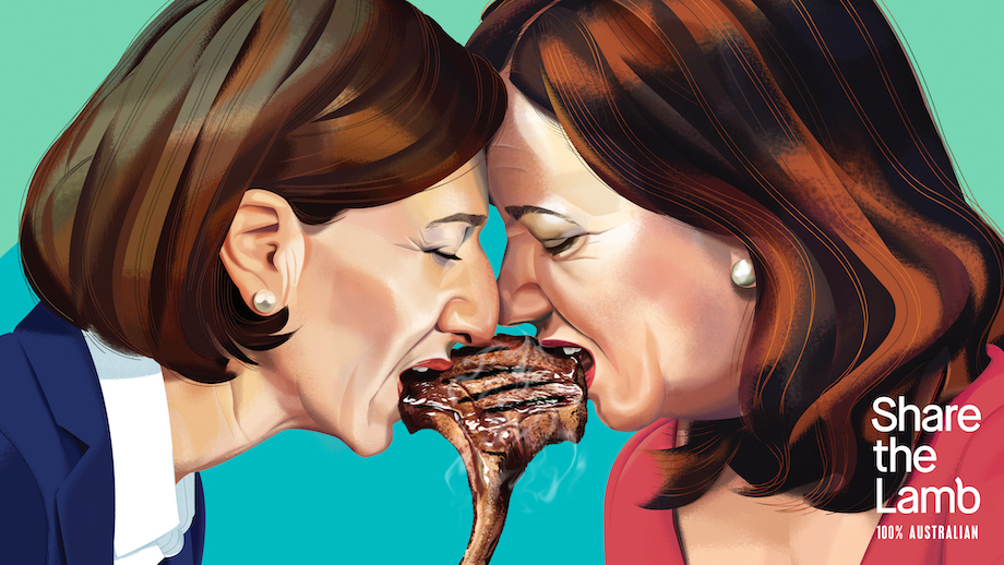 Feuding state leaders share the lamb in mural activation for Australian Lamb via The Monkeys