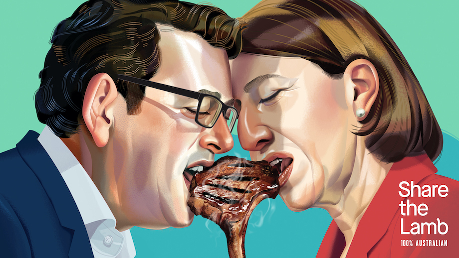 Feuding state leaders share the lamb in mural activation for Australian Lamb via The Monkeys