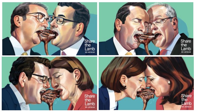 Feuding state leaders share the lamb in mural activation for Australian Lamb via The Monkeys