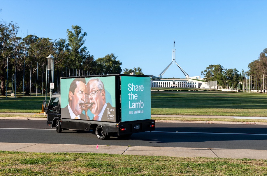 Feuding state leaders share the lamb in mural activation for Australian Lamb via The Monkeys