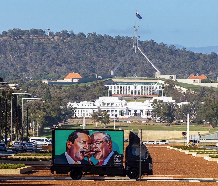 Feuding state leaders share the lamb in mural activation for Australian Lamb via The Monkeys