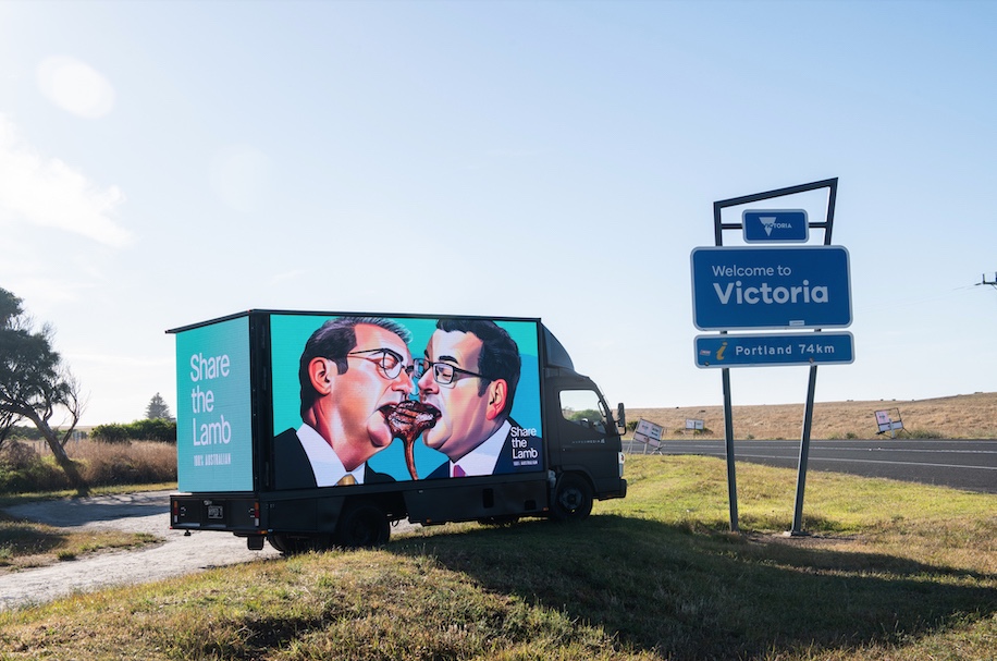 Feuding state leaders share the lamb in mural activation for Australian Lamb via The Monkeys