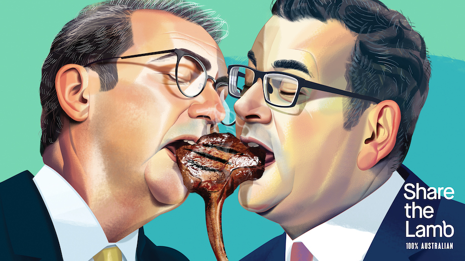 Feuding state leaders share the lamb in mural activation for Australian Lamb via The Monkeys