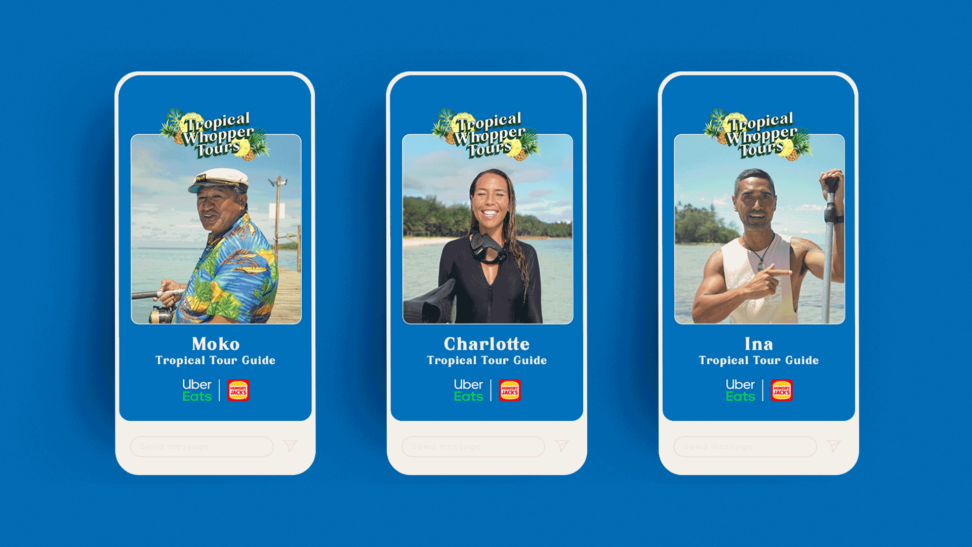 Tour guides swap tours of tropical destinations for tours of the Tropical Whopper Burger in latest Uber Eats campaign via Special Group