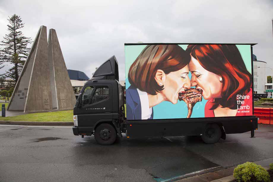 Feuding state leaders share the lamb in mural activation for Australian Lamb via The Monkeys