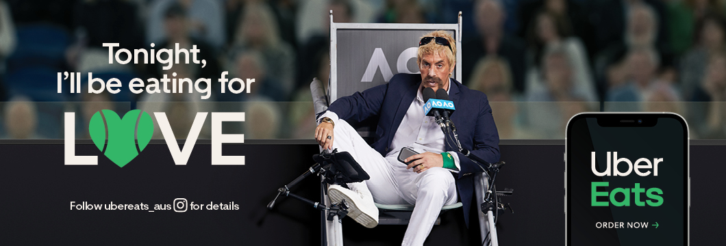 Sacha Baron Cohen is the Rogue Umpire in latest Uber Eats ‘Tonight I’ll Be Eating…’ campaign for the Australian Open via Special Group Australia
