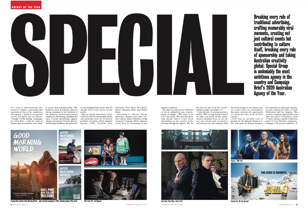 Boldness pays dividends: Special Group crowned Campaign Brief Australian Agency of the Year