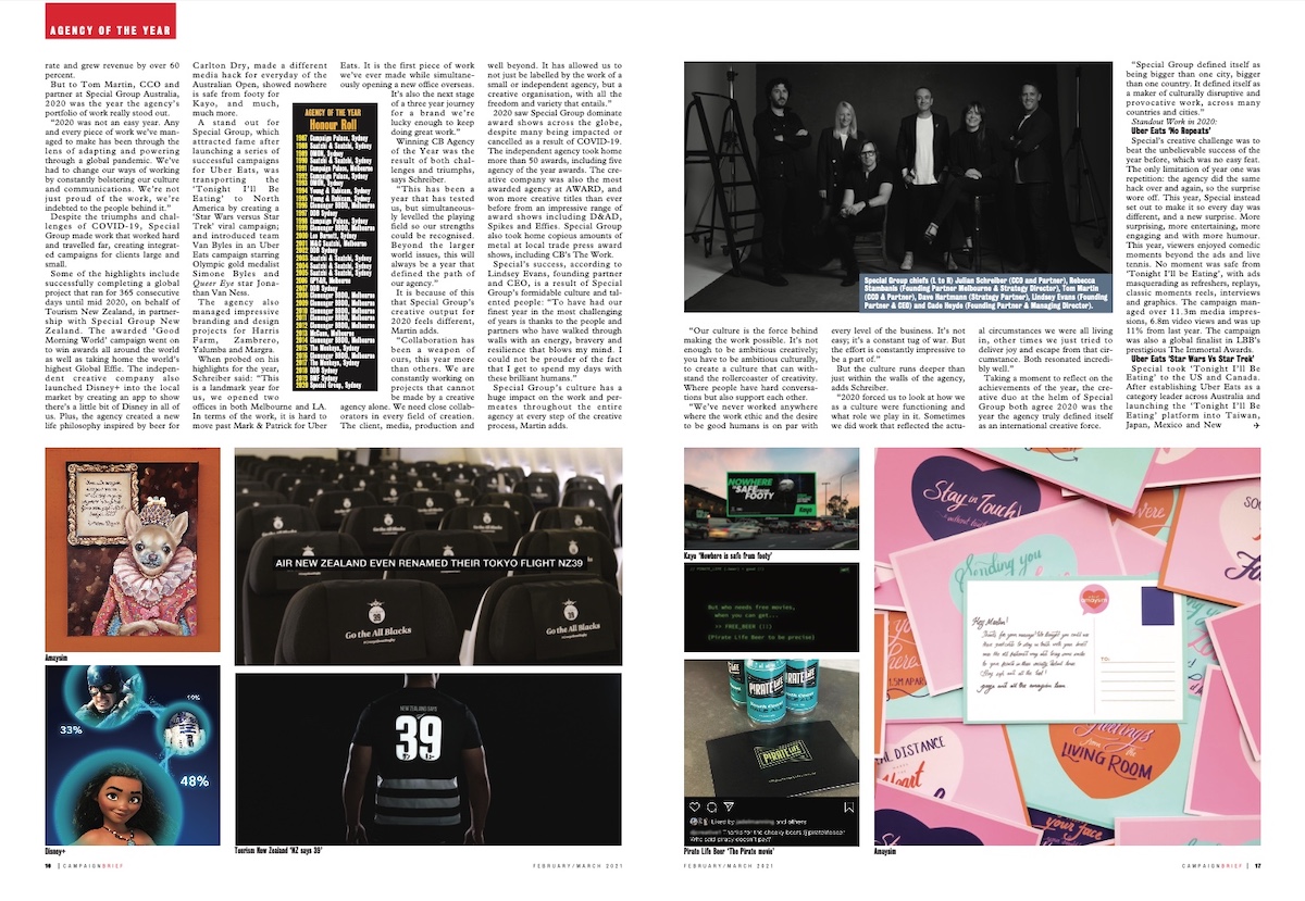 Boldness pays dividends: Special Group crowned Campaign Brief Australian Agency of the Year