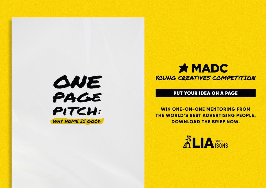 Entries now open for MADC’s Young Creatives Competition ‘One Page Pitch’ in partnership with Creative LIAsons; deadline Monday, 28 June