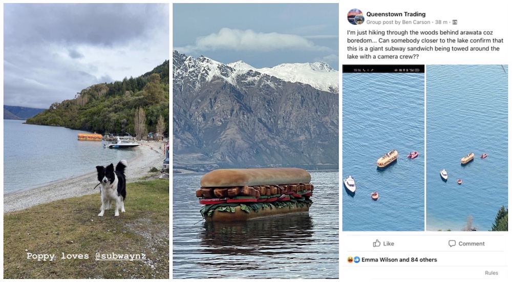 Giant sandwich spotted floating on Lake Whakatipu in Subway teaser via Publicis