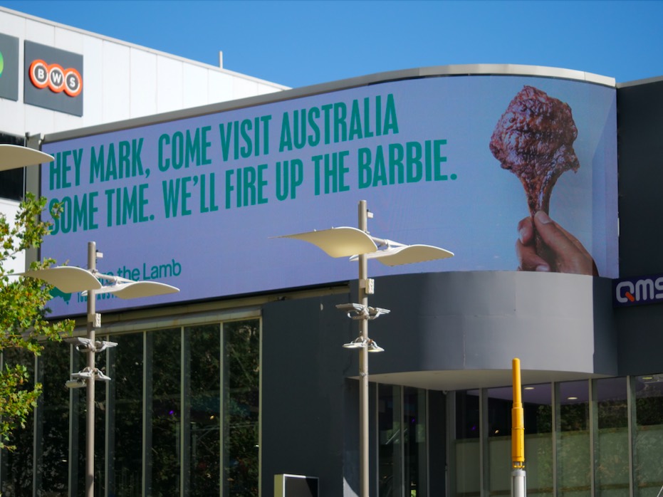 Australian Lamb sends letters to world leaders in global billboard campaign via The Monkeys