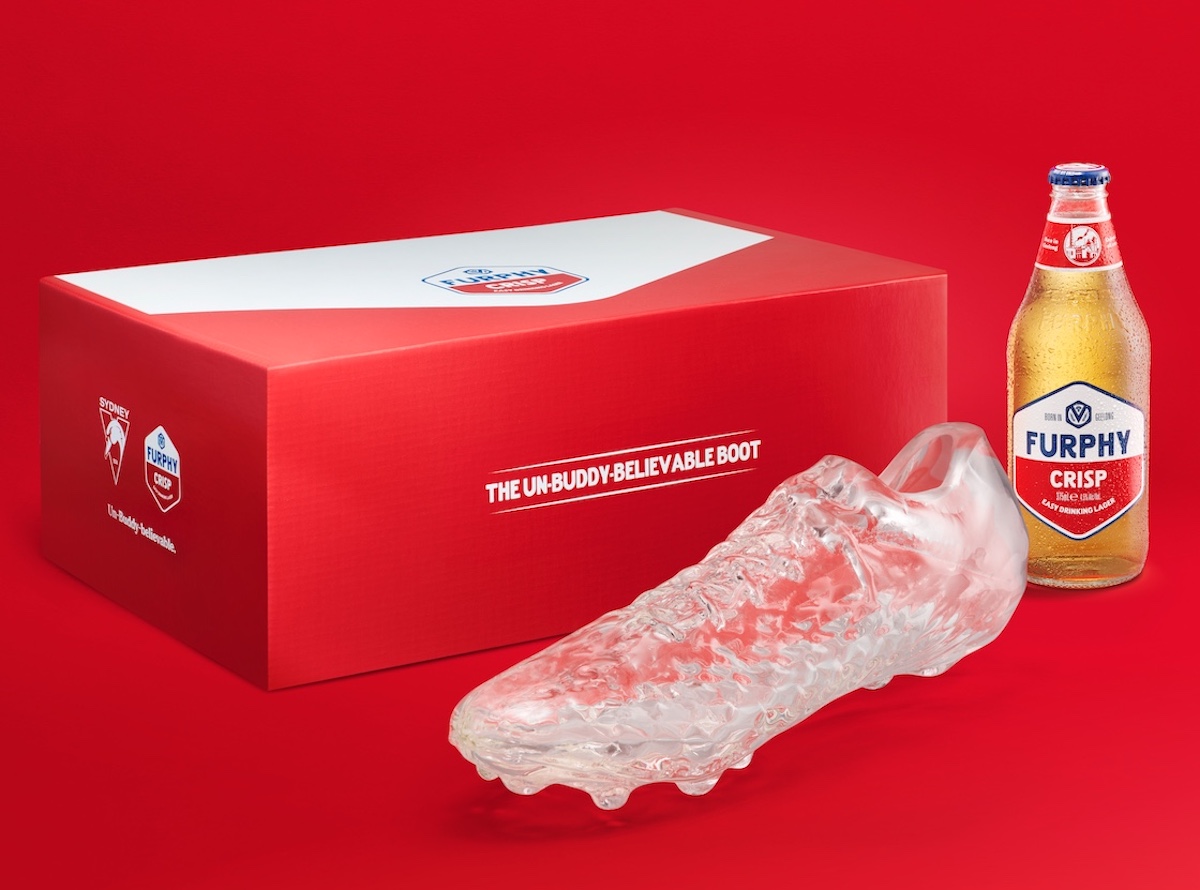 Furphy Beer creates limited edition glass boot for Buddy Franklin’s 1000th goal via Thinkerbell