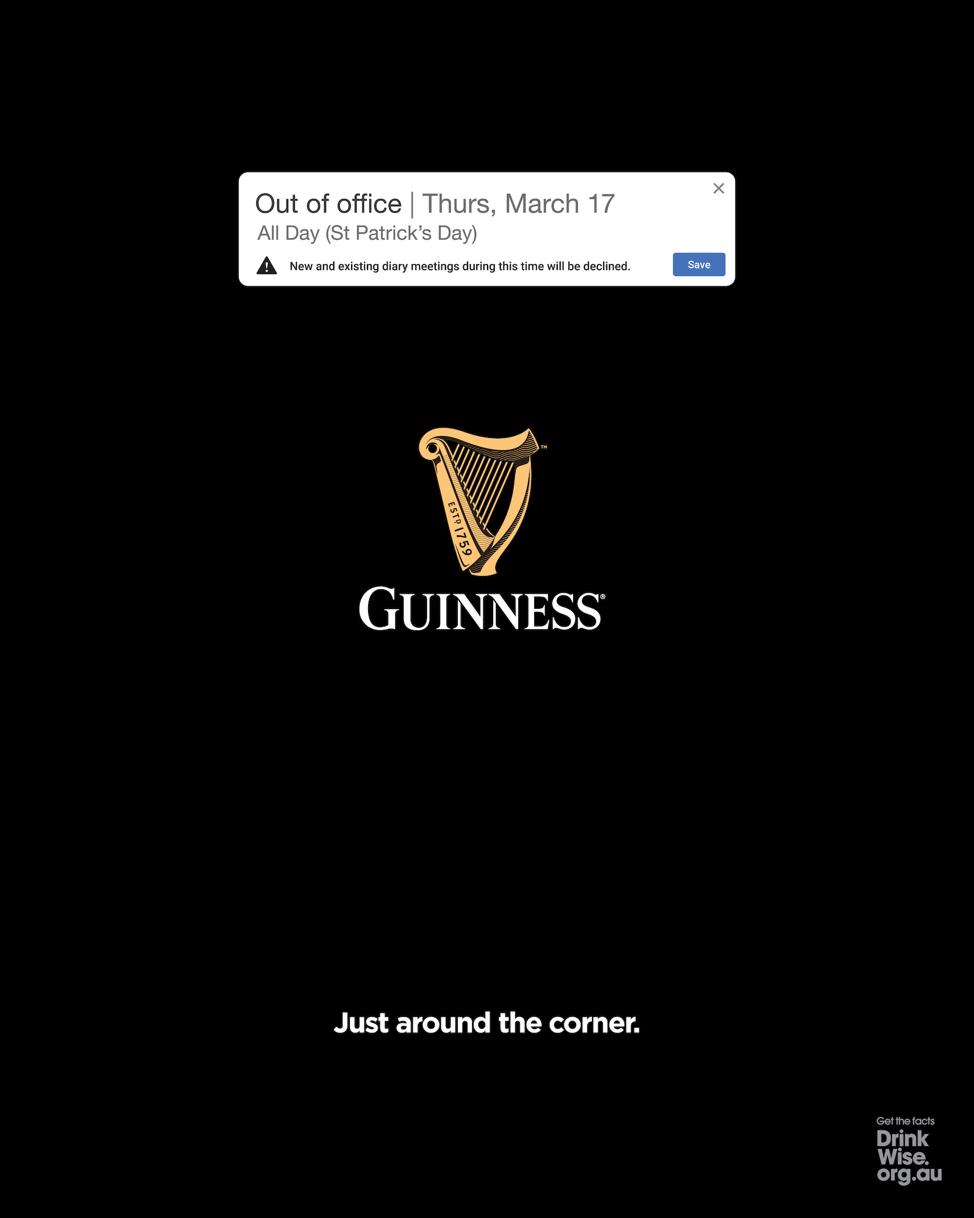 Guinness issues a timely reminder to set your out of office for St Patrick’s Day via Thinkerbell