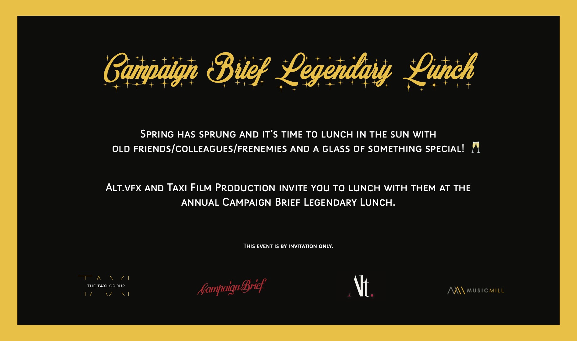 The annual Campaign Brief Brisbane Legendary Lunch set for Thursday 13th October 2022 ~ generously sponsored by Taxi Film and Alt.vfx