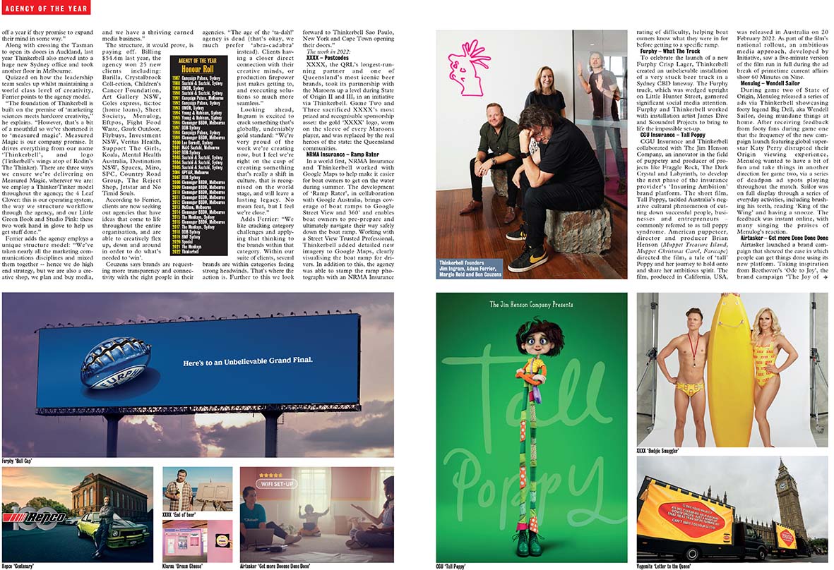 The agency’s promise of ‘Measured Magic’ has sure delivered in 2022. Why Thinkerbell is Campaign Brief Australian Agency of the Year