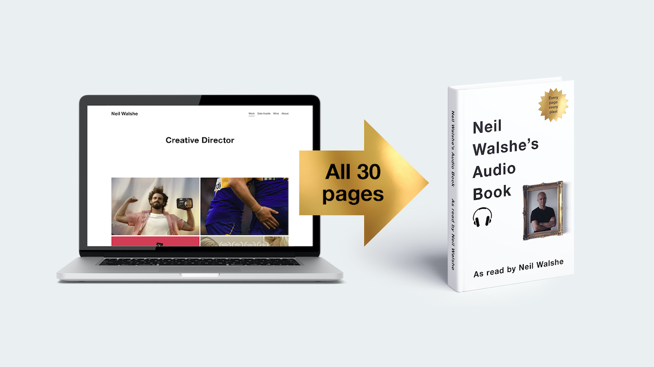 Creative director Neil Walshe converts online book into audiobook
