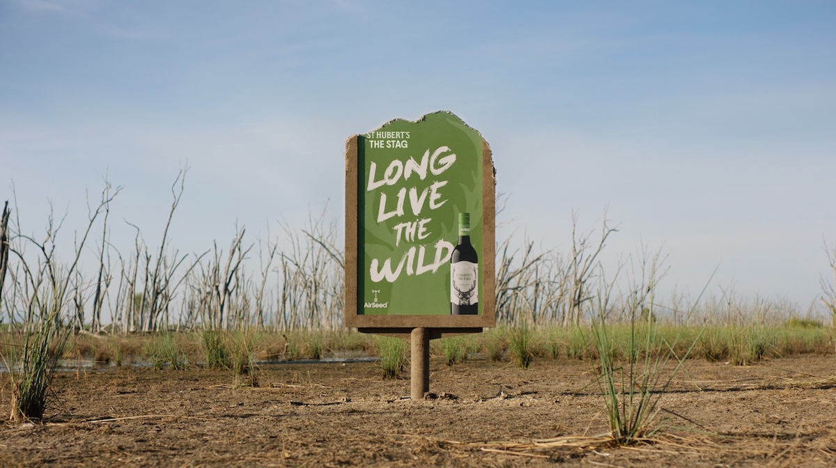 St Hubert’s The Stag celebrates Airseed partnership with new bio-degradable tree-planting billboards via Splash TWE + Glue Society