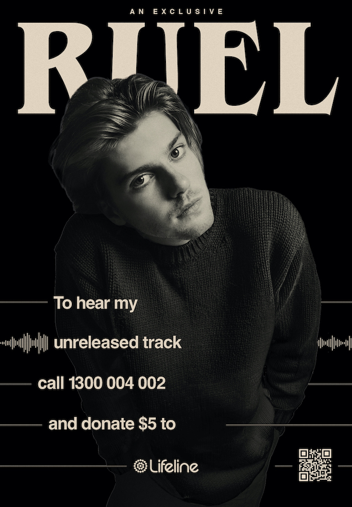 Lifeline and ARIA winning artist Ruel launch ‘The Release Line’, a phone line designed to help save Lifeline Australia via Thinkerbell