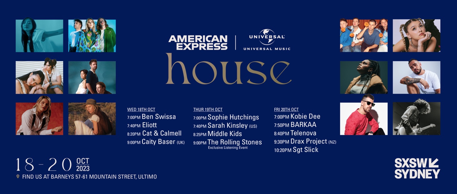Universal Music announces SXSW Sydney line-up at Amex x Universal Music House, Oct 18 – 20