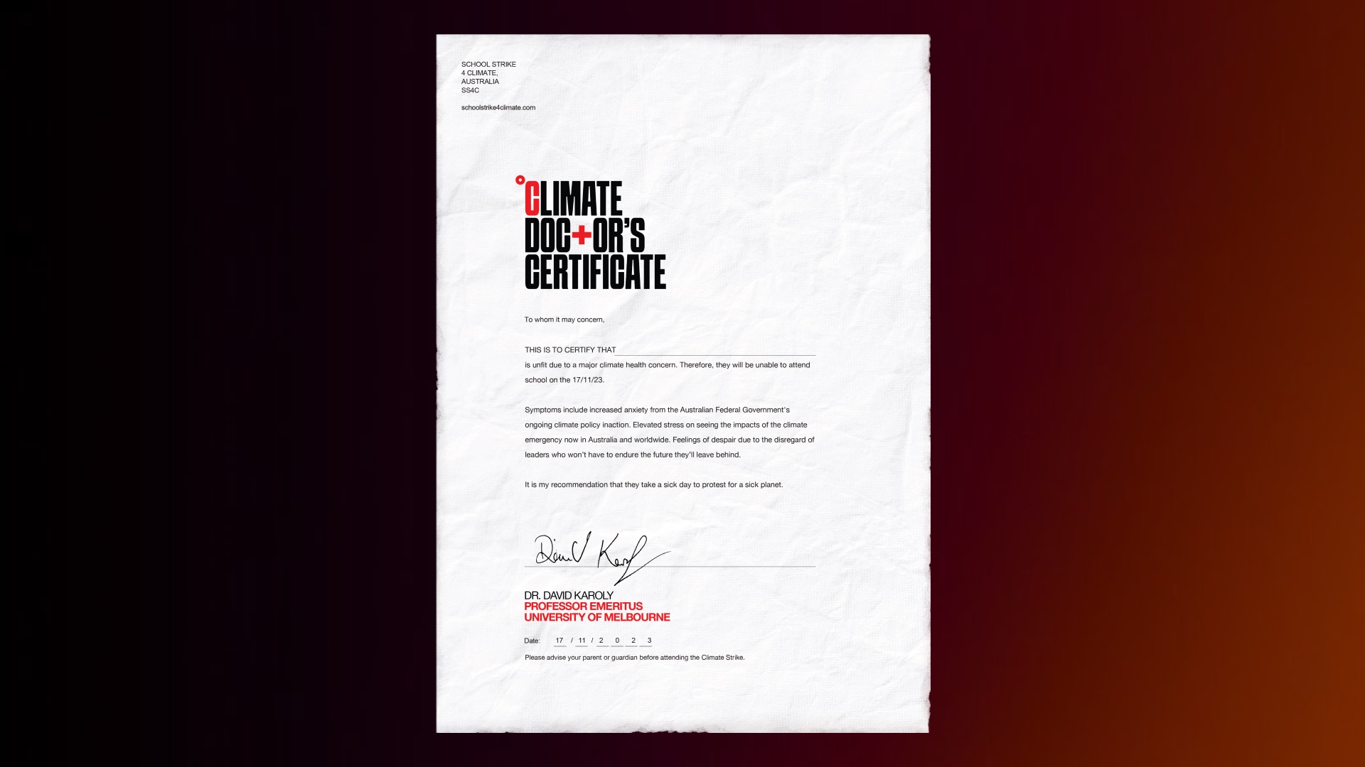 School Strike 4 Climate gives kids permission to take a sick day for a sick planet via CHEP