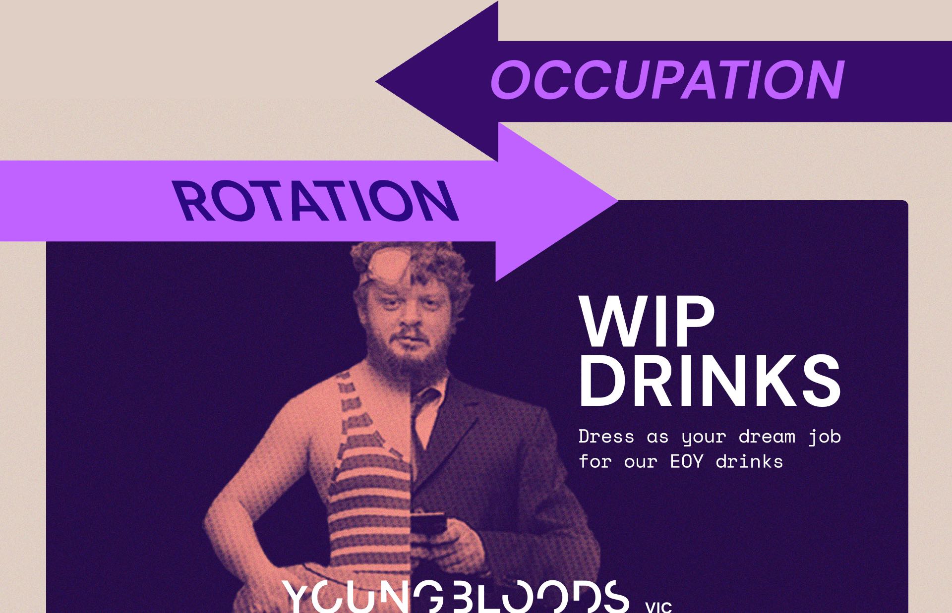 Youngbloods VIC invites you to live out your dream job at EOY drinks on Wed Dec 13