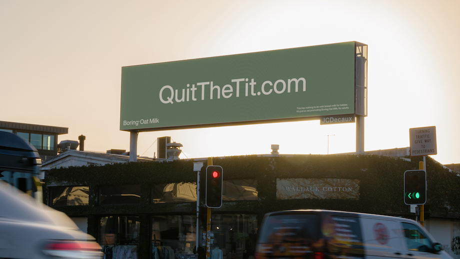 Boring Oat Milk urges Kiwis to ‘Quit the tit’ in new campaign via Motion Sickness