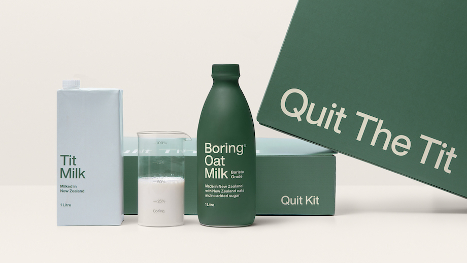 Boring Oat Milk urges Kiwis to ‘Quit the tit’ in new campaign via Motion Sickness