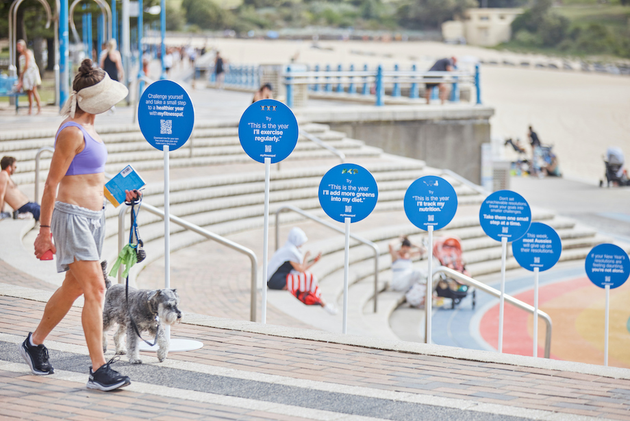 MyFitnessPal encourages beach-goers to take small steps to New Year health in new Coogee beach takeover via Icon Agency