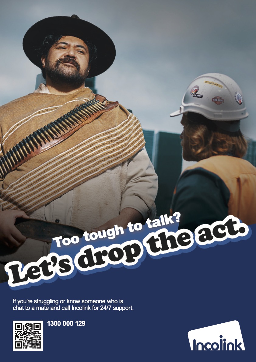 Incolink encourages construction workers to ‘Drop The Act’ in new suicide prevention campaign via The Shannon Company